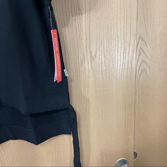 Good American Black Sweatshirt High Low Size 1 (small) NWT Ruched Hem - Picture 4 of 7